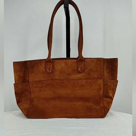 Quince Italian Suede Shopper Tote Whisky Brown Bags - Picture 9 of 10